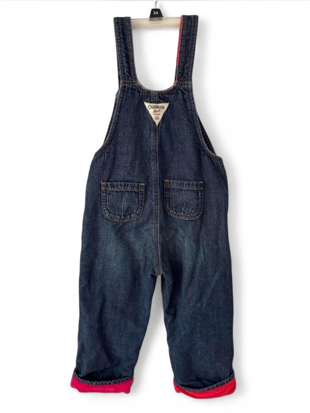 OshKosh B’gosh Vestbak Jean W/pink Fleece Lined Overalls Sz 3T Outerwear Cozy